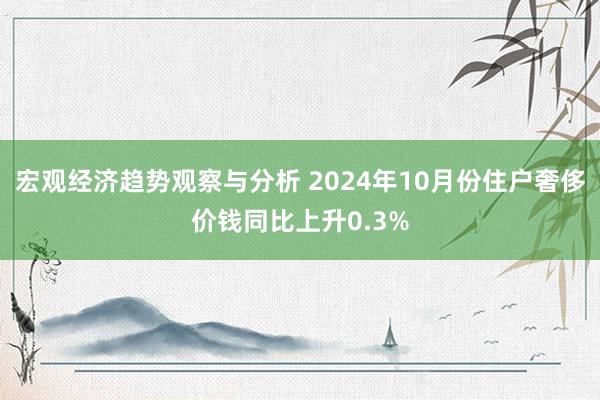 宏观经济趋势观察与分析 2024年10月份住户奢侈价钱同比上升0.3%