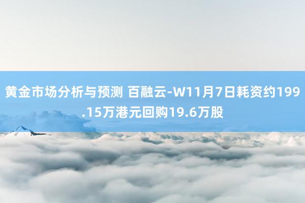 黄金市场分析与预测 百融云-W11月7日耗资约199.15万港元回购19.6万股