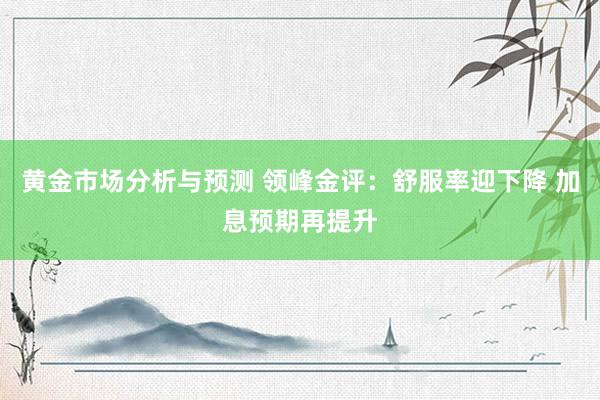 黄金市场分析与预测 领峰金评：舒服率迎下降 加息预期再提升