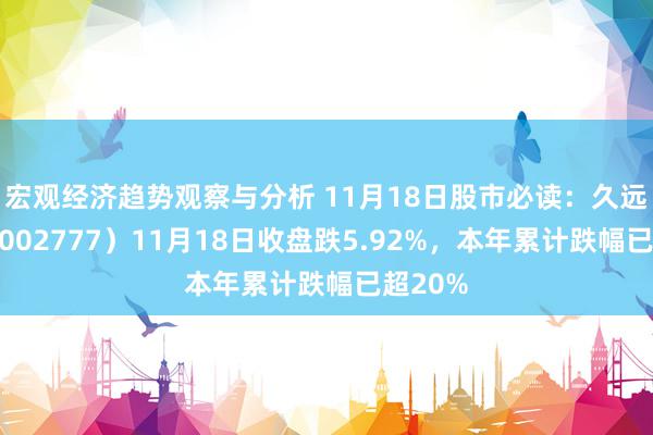 宏观经济趋势观察与分析 11月18日股市必读：久远银海（002777）11月18日收盘跌5.92%，本年累计跌幅已超20%