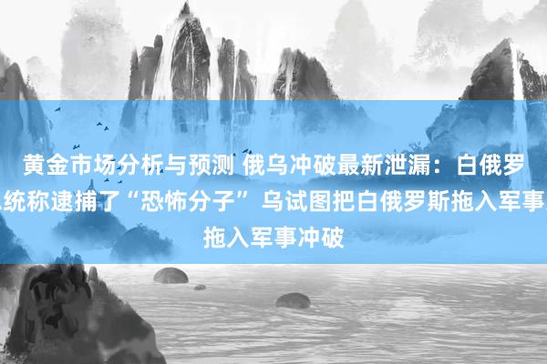 黄金市场分析与预测 俄乌冲破最新泄漏：白俄罗斯总统称逮捕了“恐怖分子” 乌试图把白俄罗斯拖入军事冲破