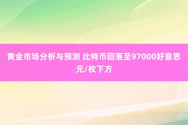 黄金市场分析与预测 比特币回落至97000好意思元/枚下方