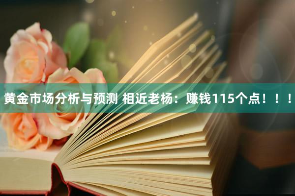 黄金市场分析与预测 相近老杨：赚钱115个点！！！