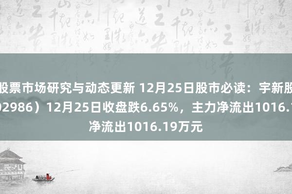 股票市场研究与动态更新 12月25日股市必读：宇新股份（00