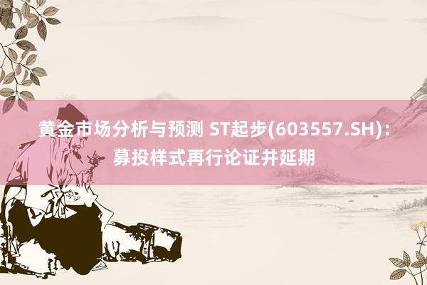 黄金市场分析与预测 ST起步(603557.SH)：募投样式