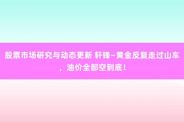 股票市场研究与动态更新 轩锋—黄金反复走过山车，油价全部空到底！