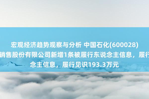 宏观经济趋势观察与分析 中国石化(600028)控股的中国石化销售股份有限公司新增1条被履行东说念主信息，履行见识193.3万元