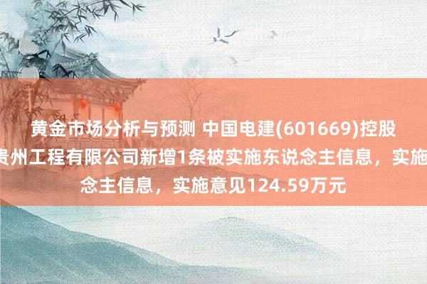 黄金市场分析与预测 中国电建(601669)控股的中国电建集团贵州工程有限公司新增1条被实施东说念主信息，实施意见124.59万元