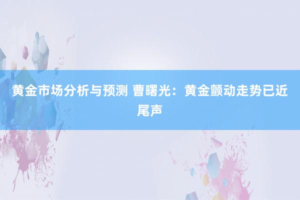 黄金市场分析与预测 曹曙光：黄金颤动走势已近尾声