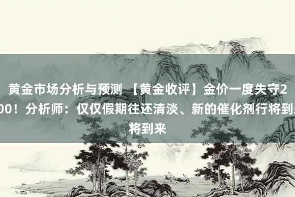 黄金市场分析与预测 【黄金收评】金价一度失守2600！分析师：仅仅假期往还清淡、新的催化剂行将到来