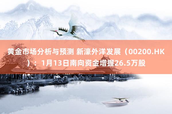 黄金市场分析与预测 新濠外洋发展（00200.HK）：1月13日南向资金增握26.5万股