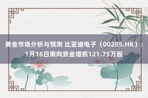 黄金市场分析与预测 比亚迪电子（00285.HK）：1月16日南向资金增抓121.75万股