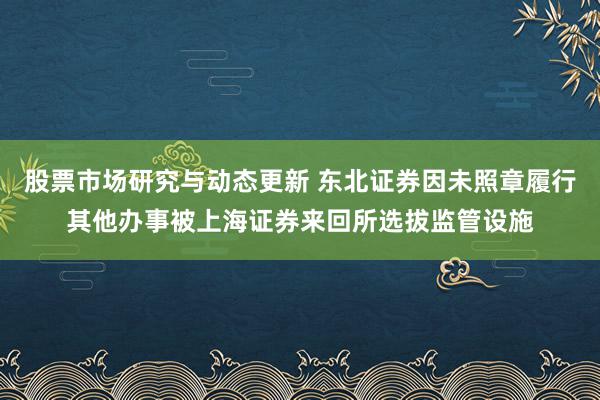 股票市场研究与动态更新 东北证券因未照章履行其他办事被上海证