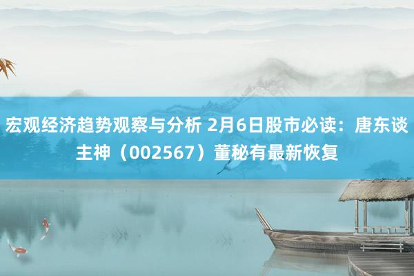 宏观经济趋势观察与分析 2月6日股市必读：唐东谈主神（002567）董秘有最新恢复