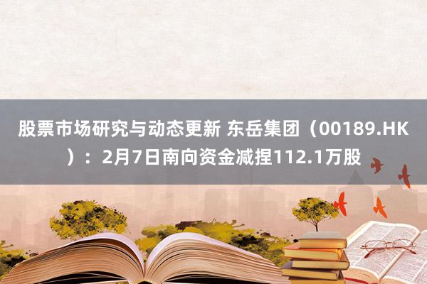 股票市场研究与动态更新 东岳集团（00189.HK）：2月7日南向资金减捏112.1万股